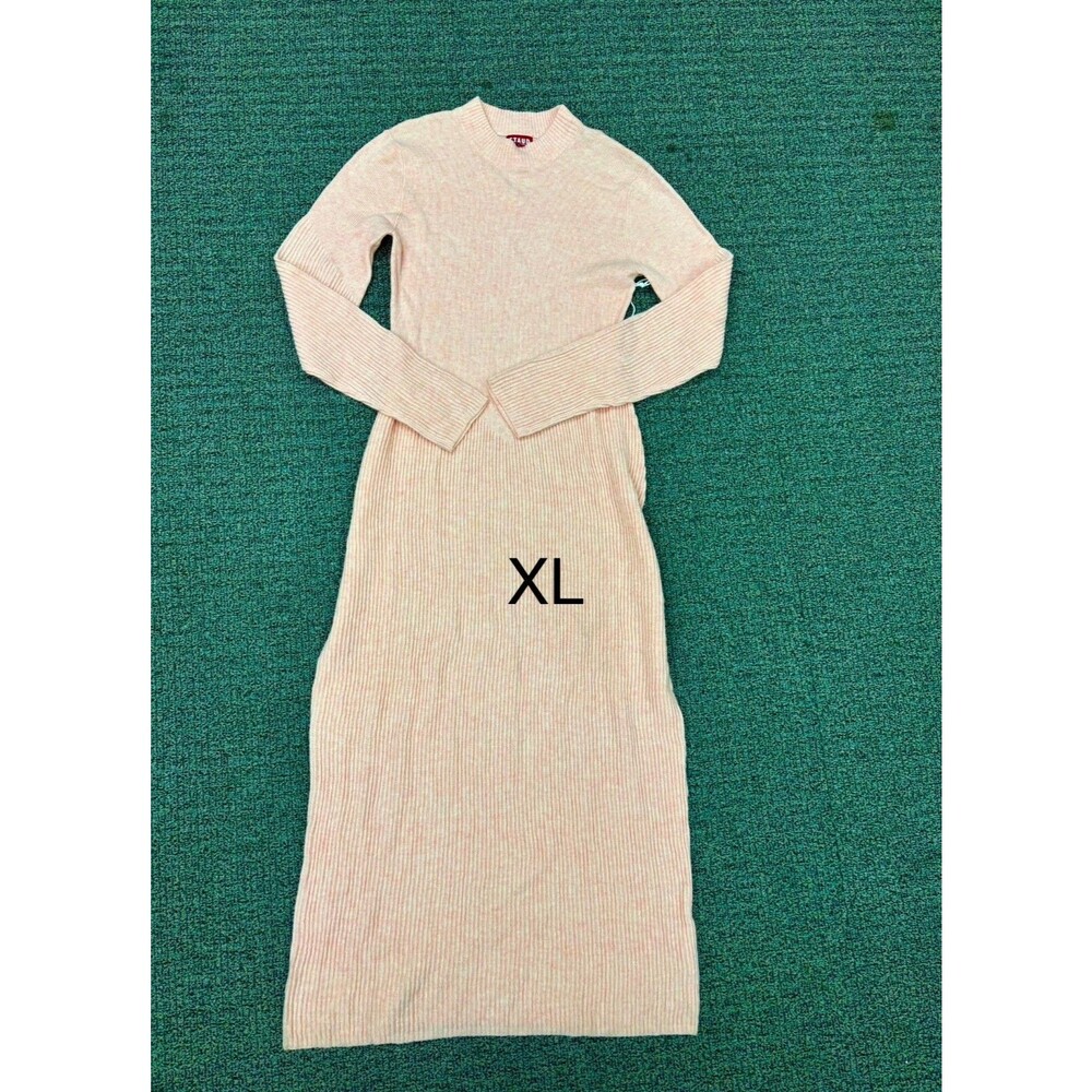 Staud Pink Maxi Ribbed Sweater Dress